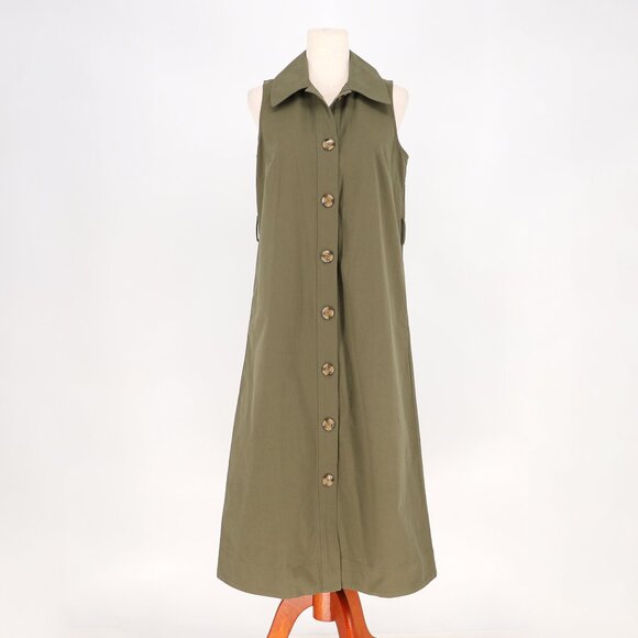 Tuckernuck Dresses & Skirts - NWT TUCKERNUCK Army Green Sleeveless Chamberlin A-Line Midi Dress Size S